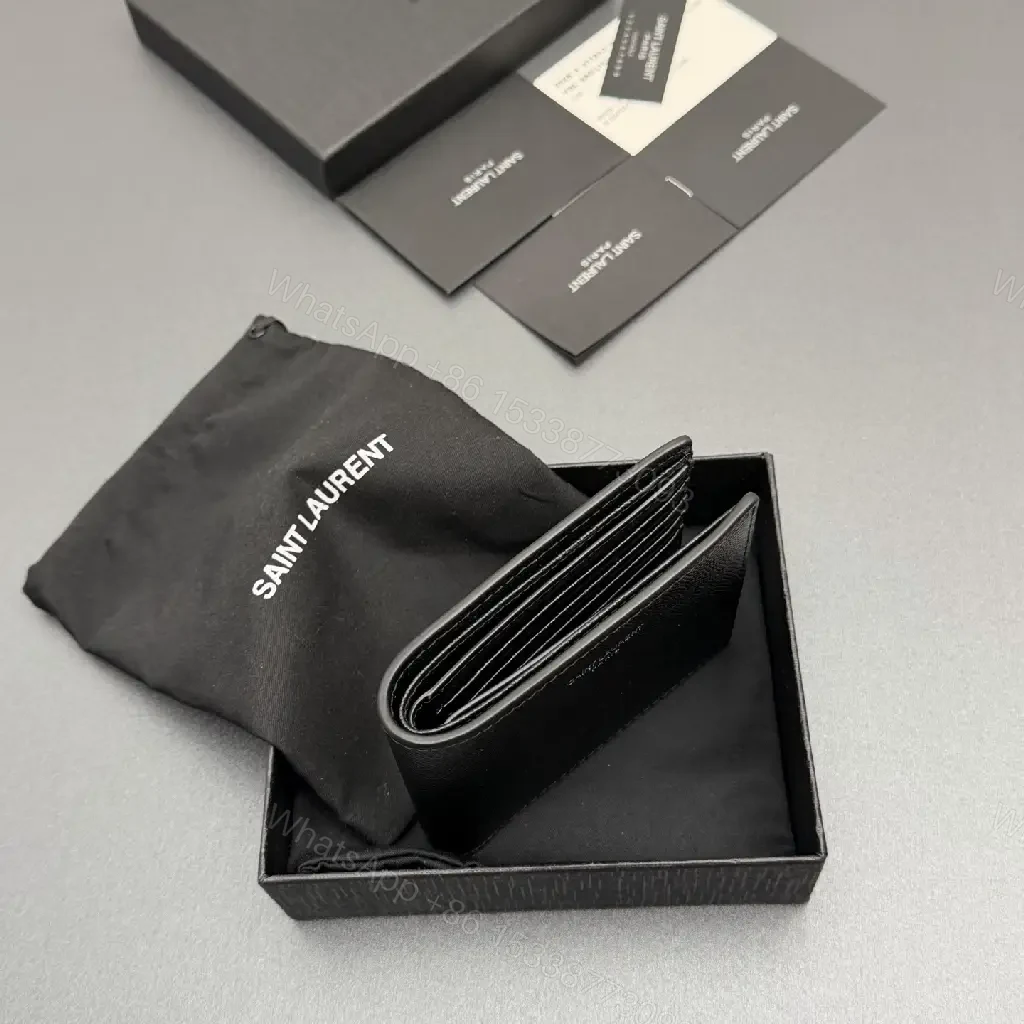 View 3 of Compact Black Pebble Leather Wallet: Minimal Luxury Style
