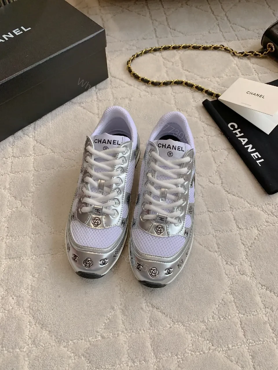 View 3 of Metallic Motion Mesh Sneakers: Modern Luxe Streetwear