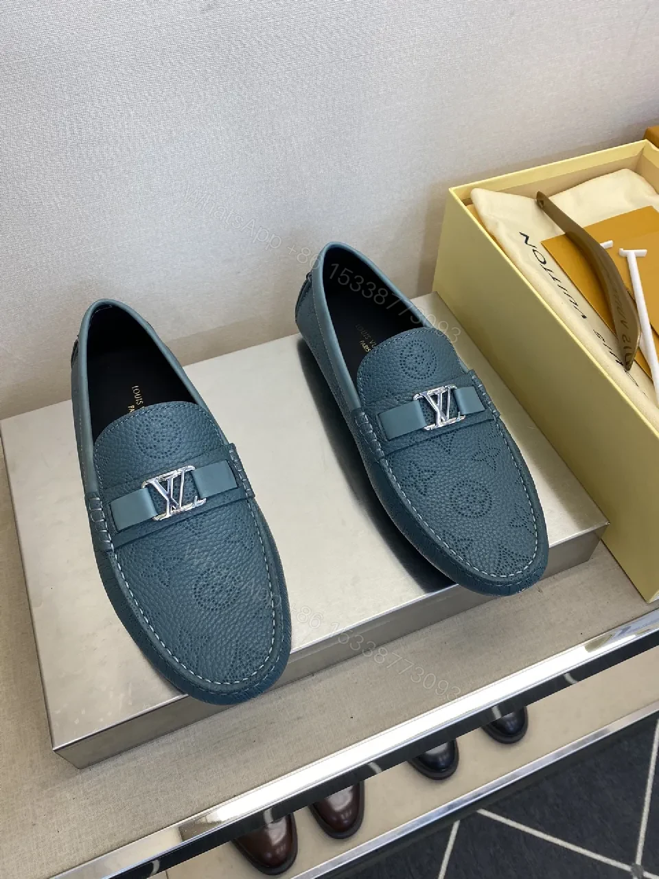 Blue Textured Loafers - Luxe Comfort Footwear — view 1