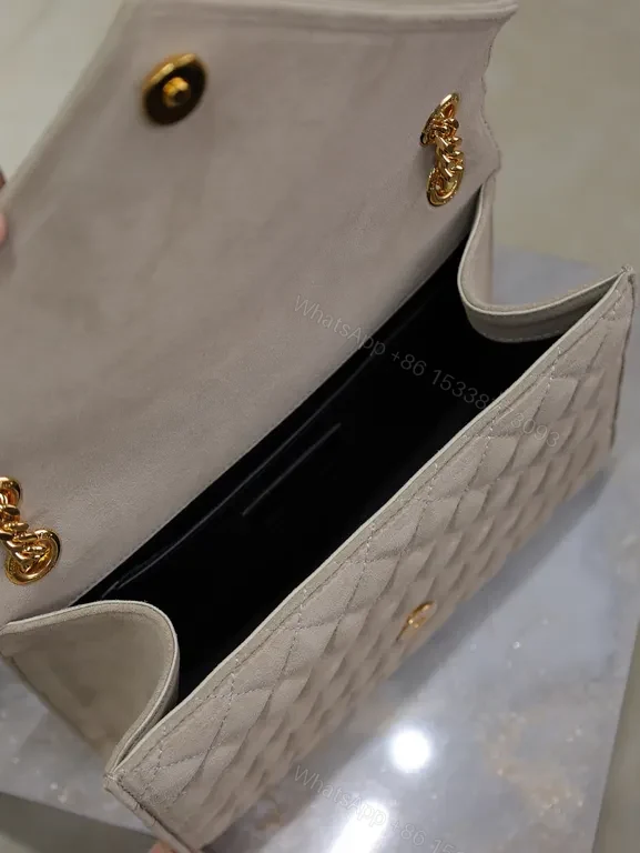 View 4 of Chic Quilted Flap Bag with Gold YSL Monogram - Luxury Crossbody