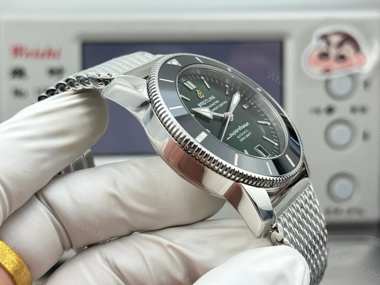 View 7 of Breitling Superocean Heritage II 42 Stainless Steel Green Dial Bracelet AB2010121L1A1