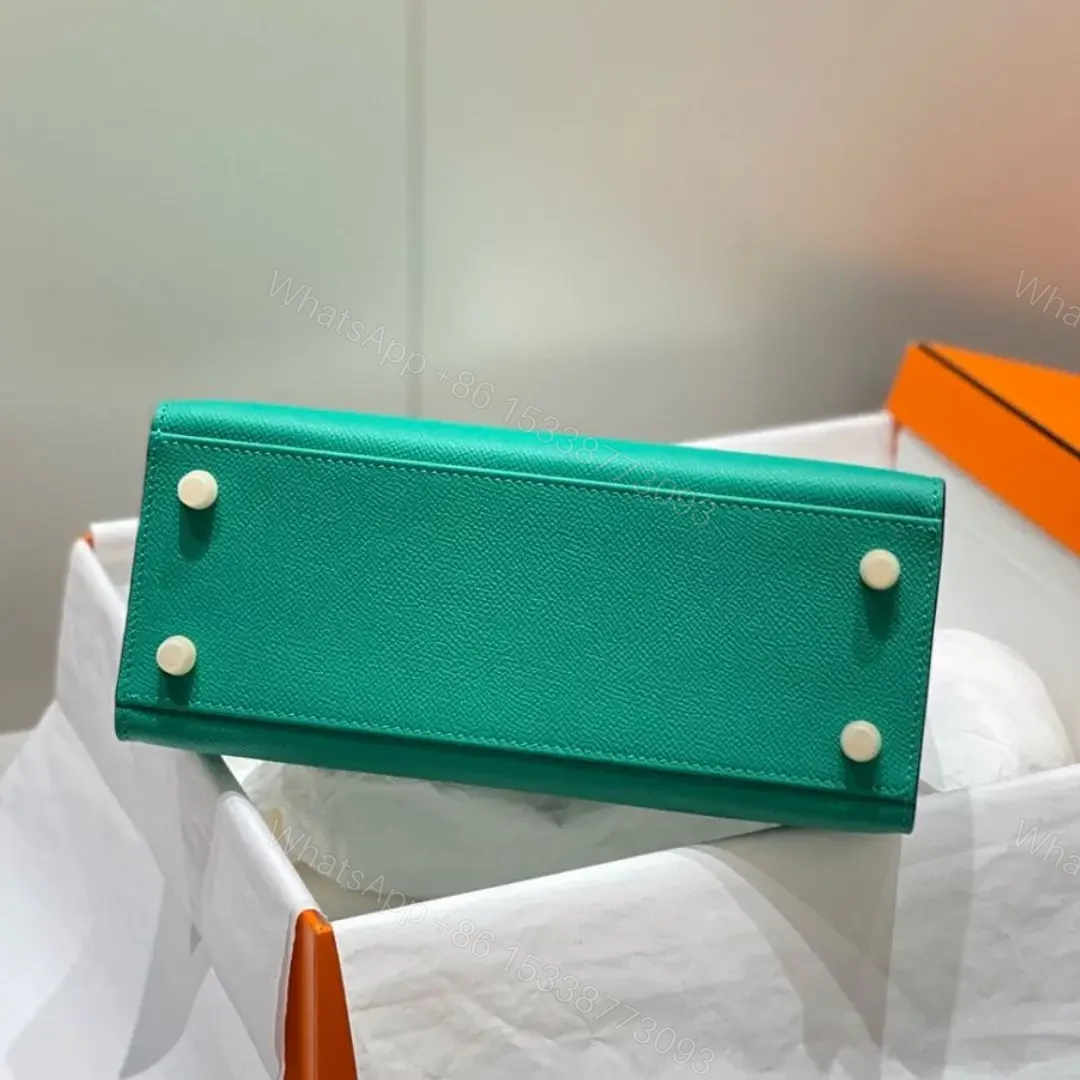View 8 of Replica Hermes Kelly 25cm Sellier Bag In Vert Jade Epsom Leather