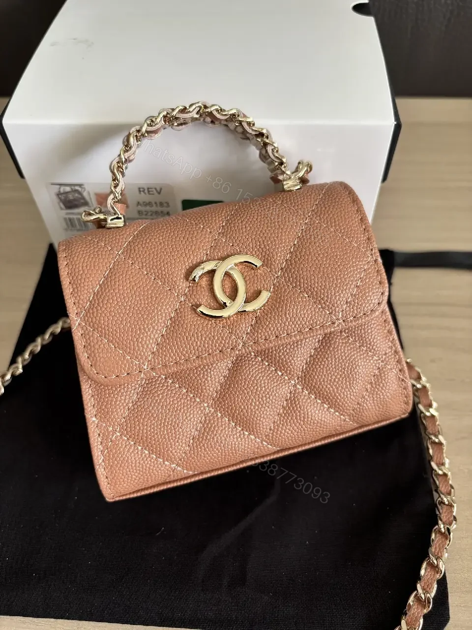 View 4 of Warm Quilted Mini Flap Bag, Chain-Shoulder, Luxe Texture