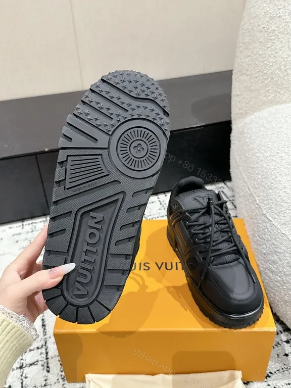 View 4 of Louis Vuitton Black Leather High-Top Sneakers: Luxury Everyday Comfort