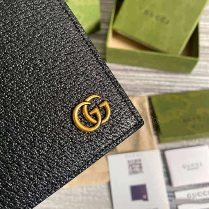 View 7 of Gucci Men GG Marmont Leather Bi Fold Wallet Black Metal Free Tanned Leather Double G – WGR005