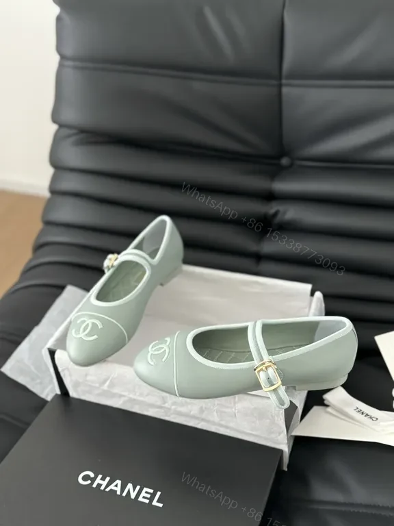 View 5 of Pastel Green Chanel-Inspired Mary Jane Flats: Modern Luxury Shoes