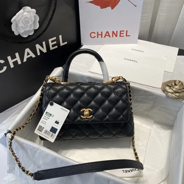 Black Quilted Lambskin Flap Bag - Gold CC Hardware, Crossbody Style — view 1