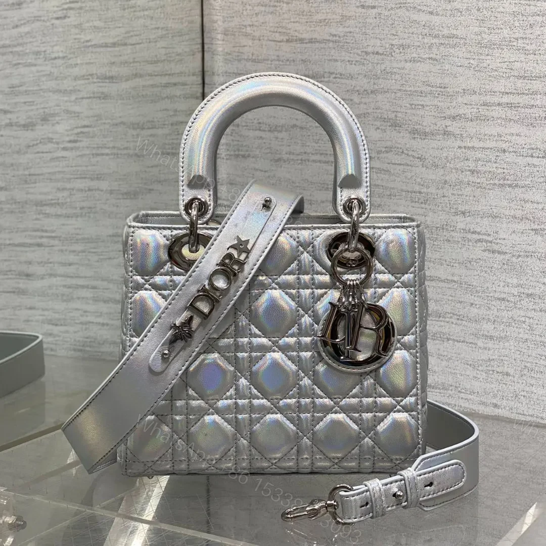 Christian Dior metallic silver Cannage lambskin — view 1