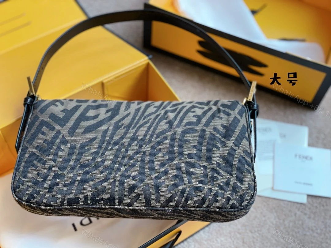View 9 of Fendi Women Baguette 1997 Brown Jacquard FF Vertigo Bag