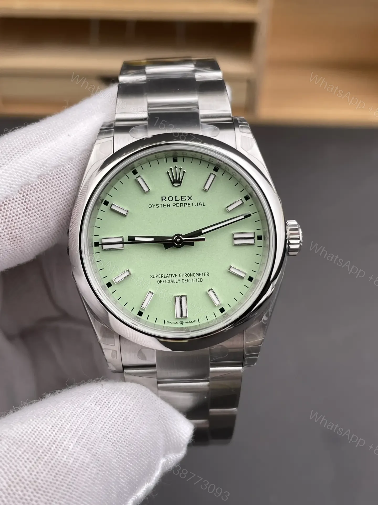 View 3 of Rolex Oyster Perpetual 36 Stainless Steel Pistachio 126000-0011