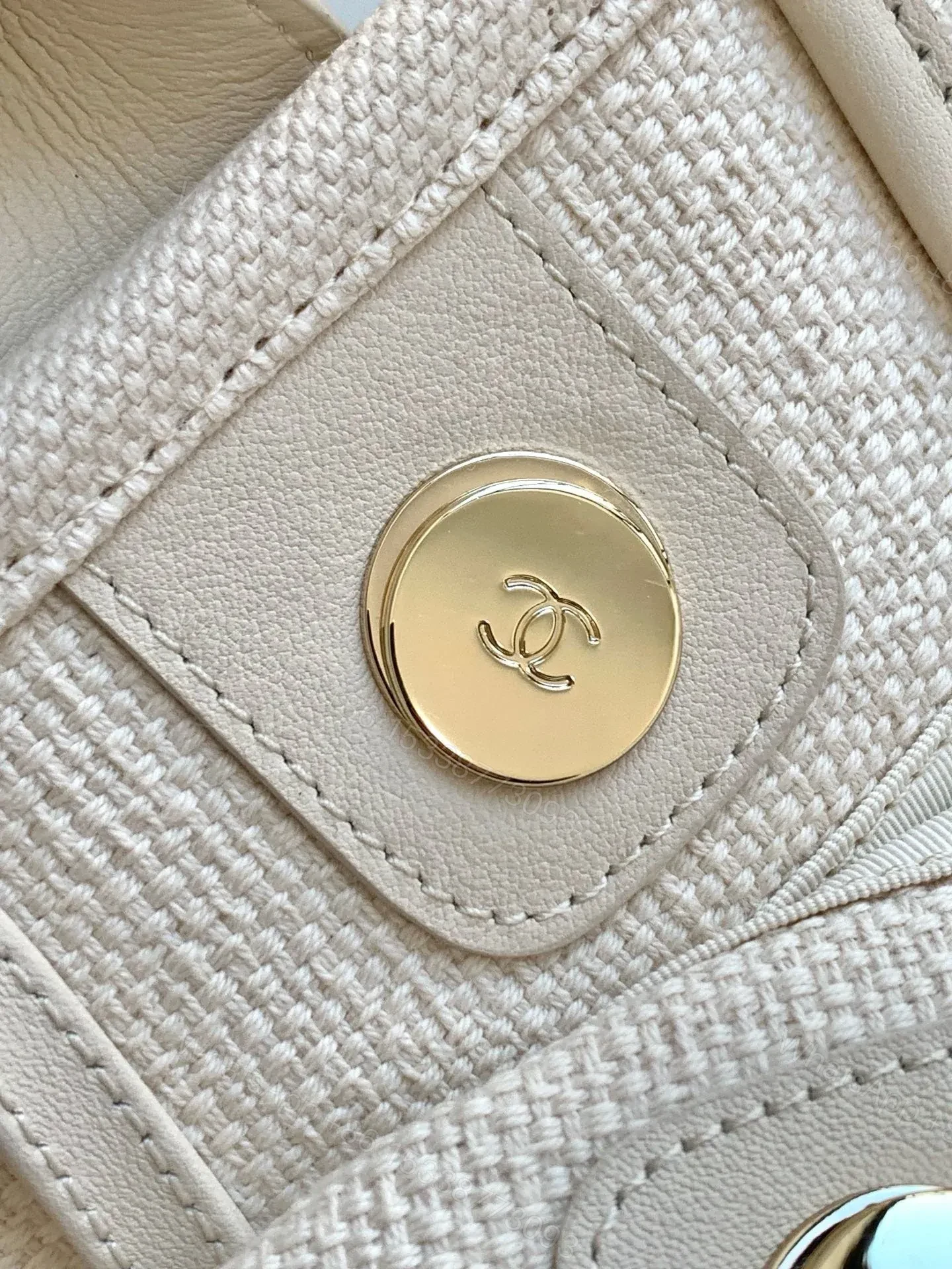 View 6 of CHANEL SHOPPING BAG 34 IN WHITE RED AND NAVY BLUE CANVAS