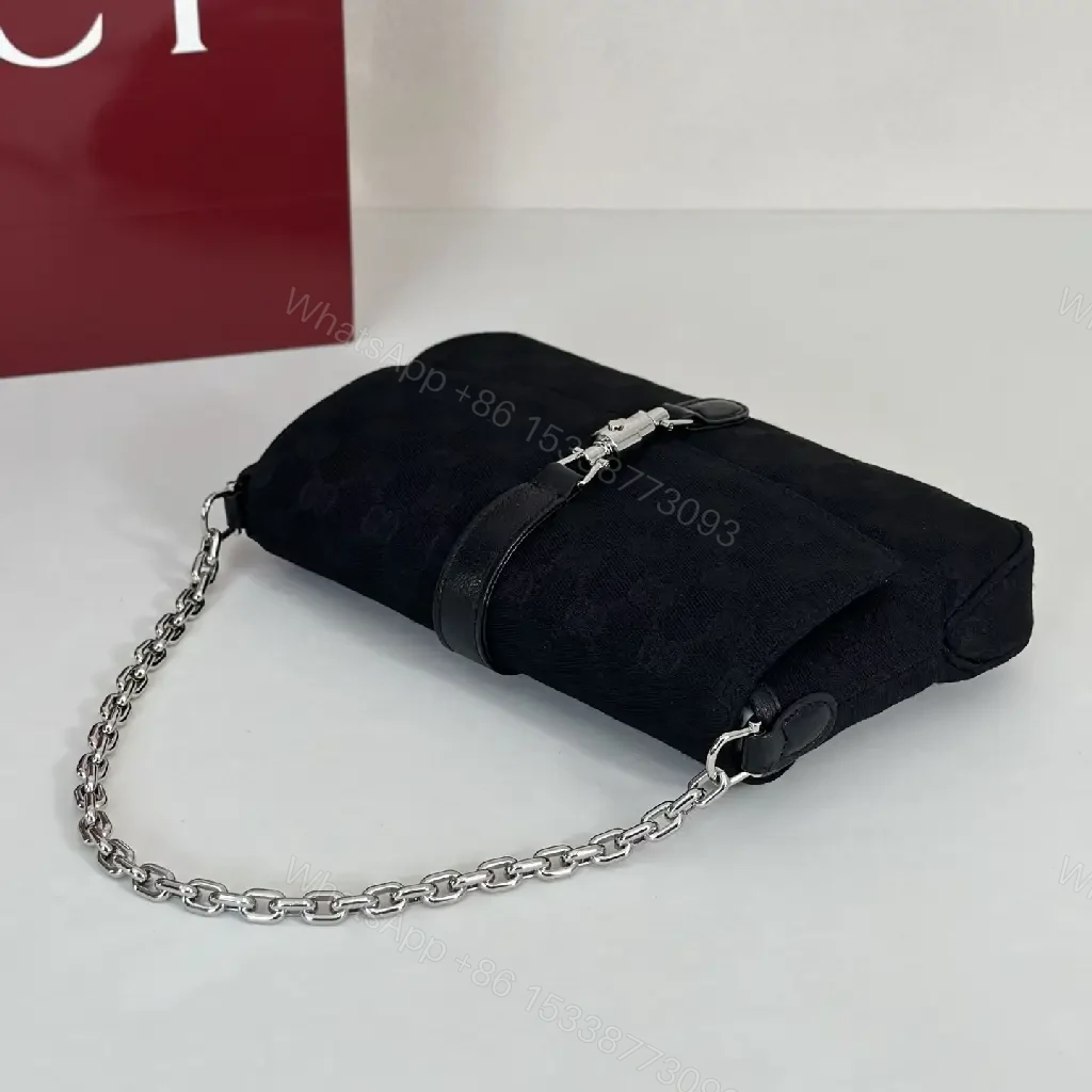 View 8 of Black Textured Mini Shoulder Bag - Chain+Leather Strap, Silv Hardware