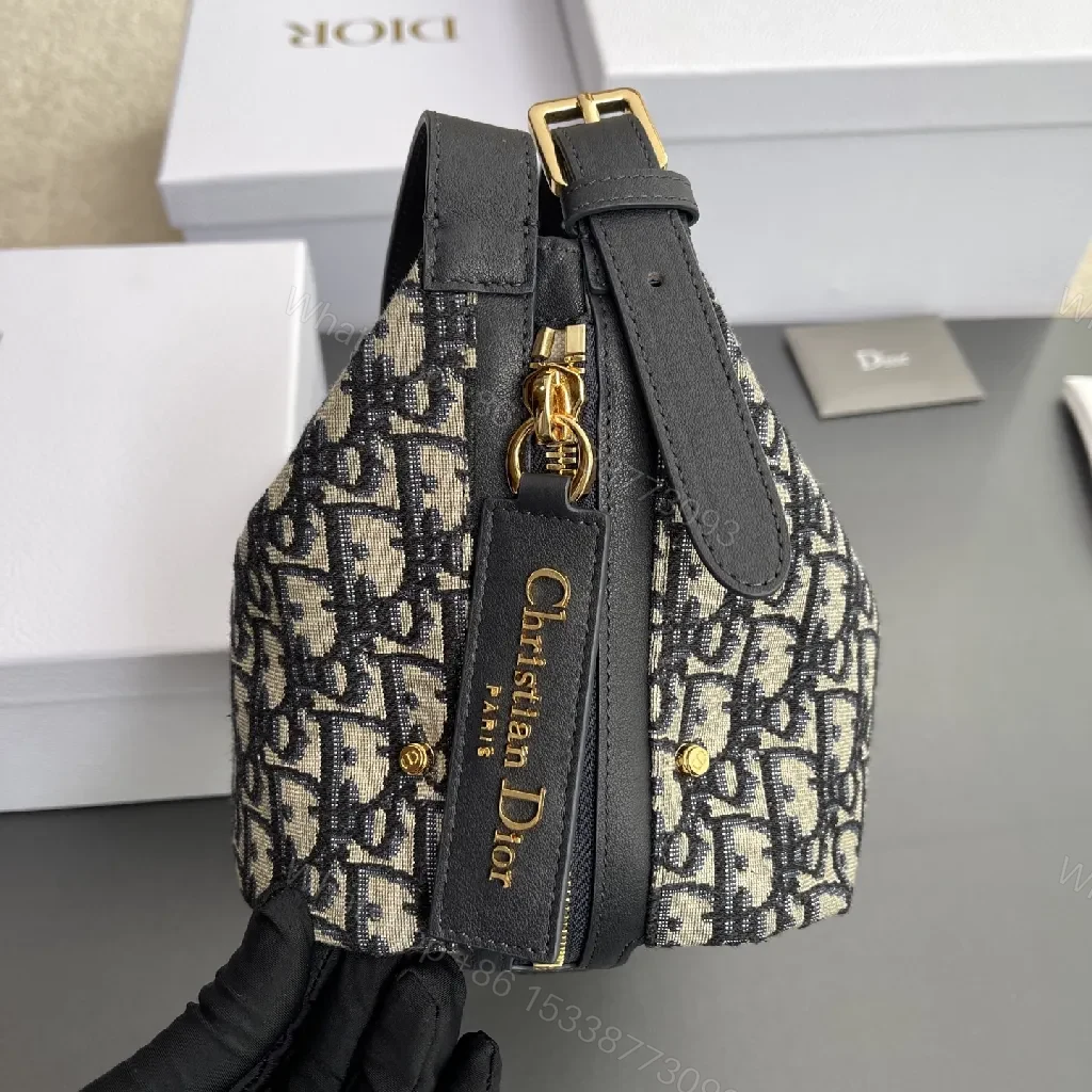 View 3 of Monogram Jacquard Shoulder Bag: Luxe Structured Style