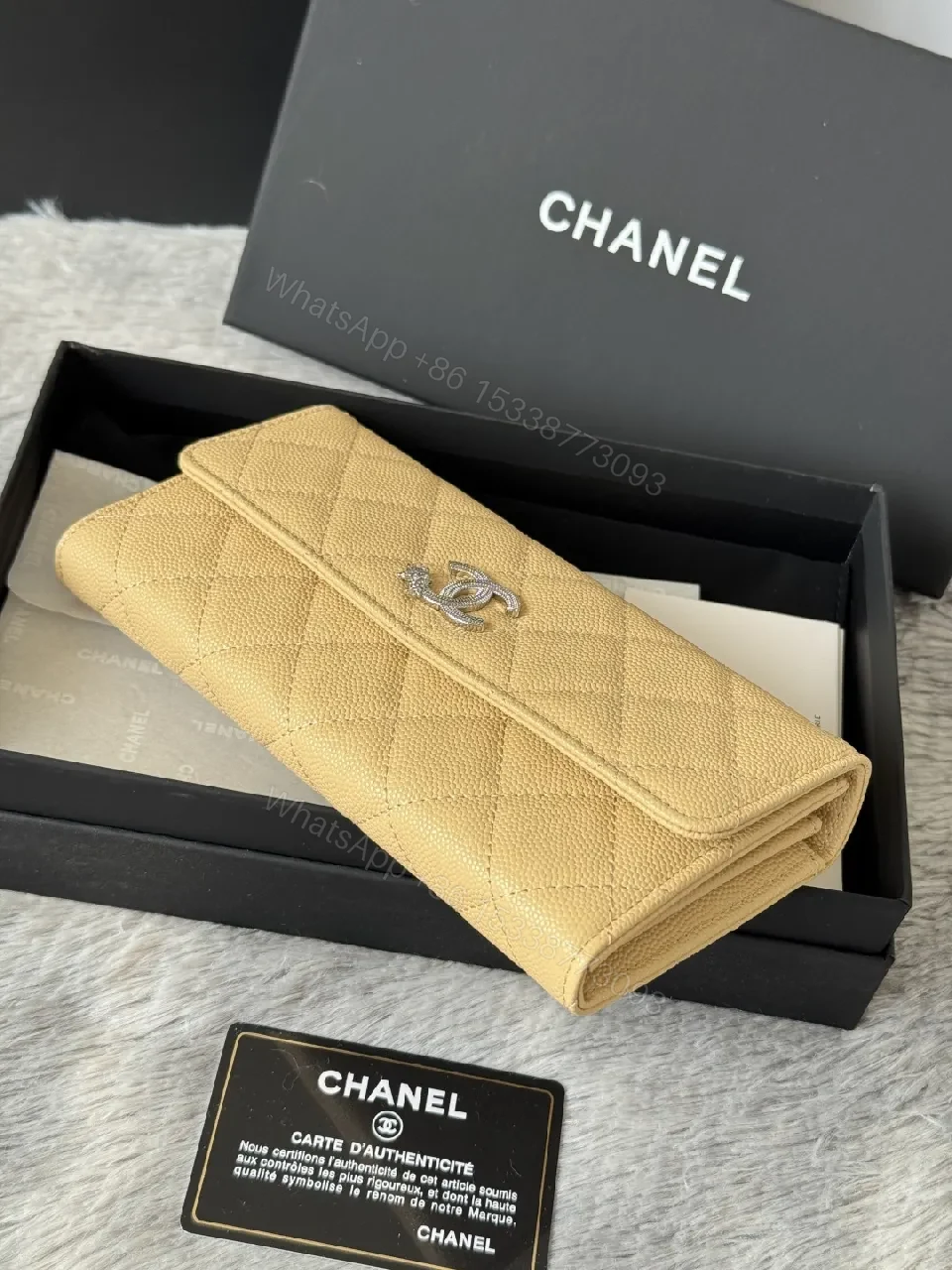 View 2 of Quilted Leather Wallet in Champagne — Chic Luxury, Everyday Utility