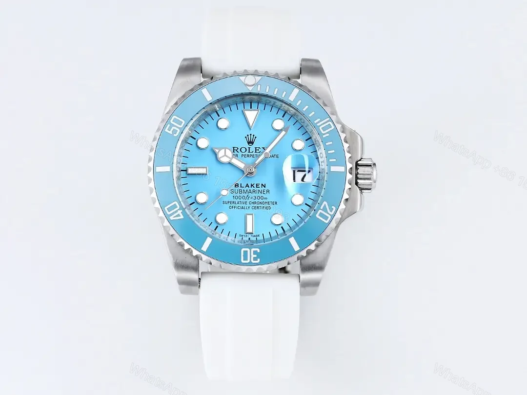 Rolex Blaken Tiffany Submariner replica 40MM Stunning White Rubber Strap Edition RG-BLAKEN-SUB-TIFFANY-WHITE-RUBBER — view 1