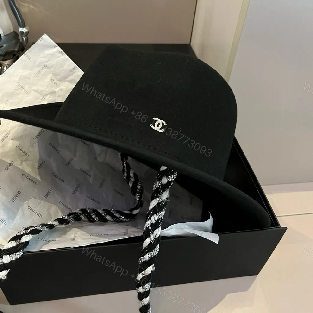View 8 of Black Wool Fedora with Luxe Logo Edge Hat
