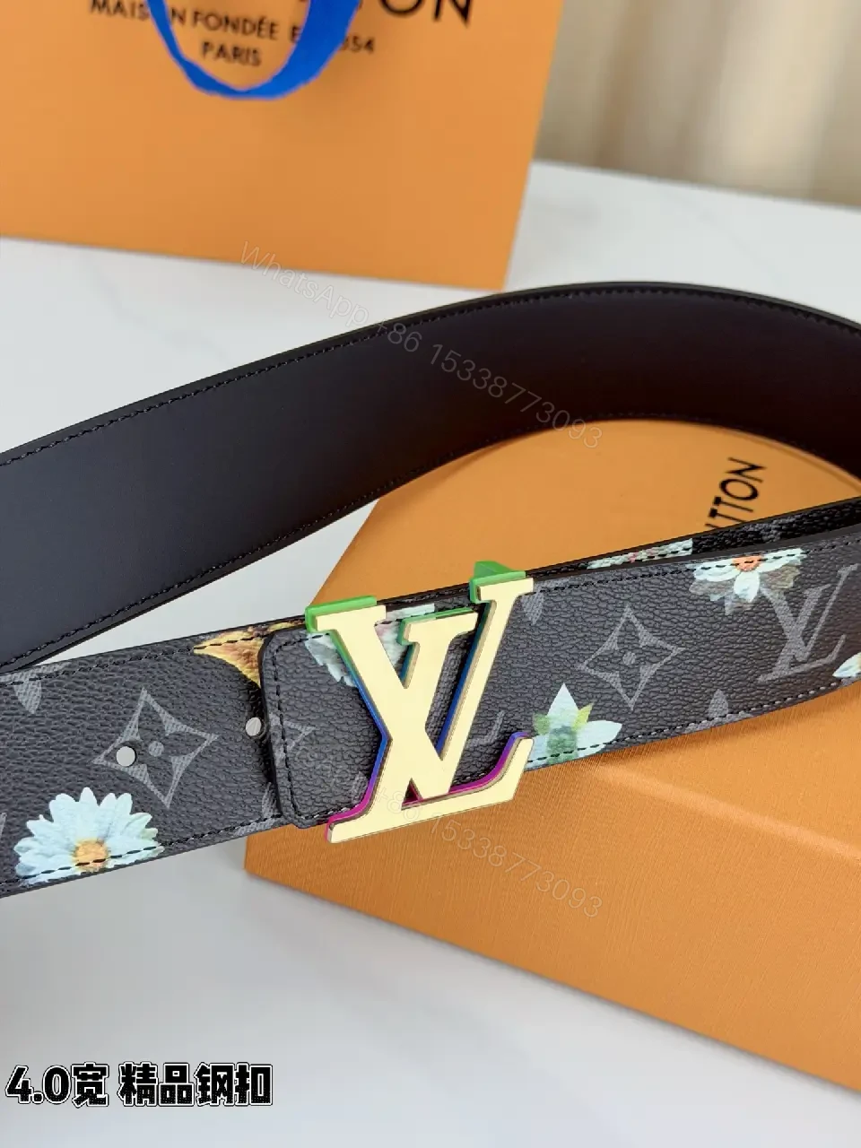 View 8 of Chic Monogram Floral Belt: Luxury Coated-Canvas Accessory
