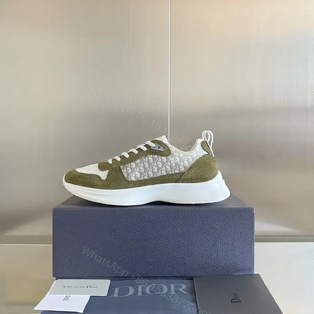 View 7 of Olive Suede Sport Sneaker with Monogram Trim