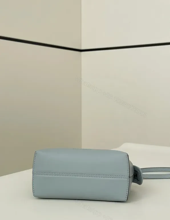 View 7 of Blue Leather Fendi Roma Satchel: Structured Luxury Crossbody