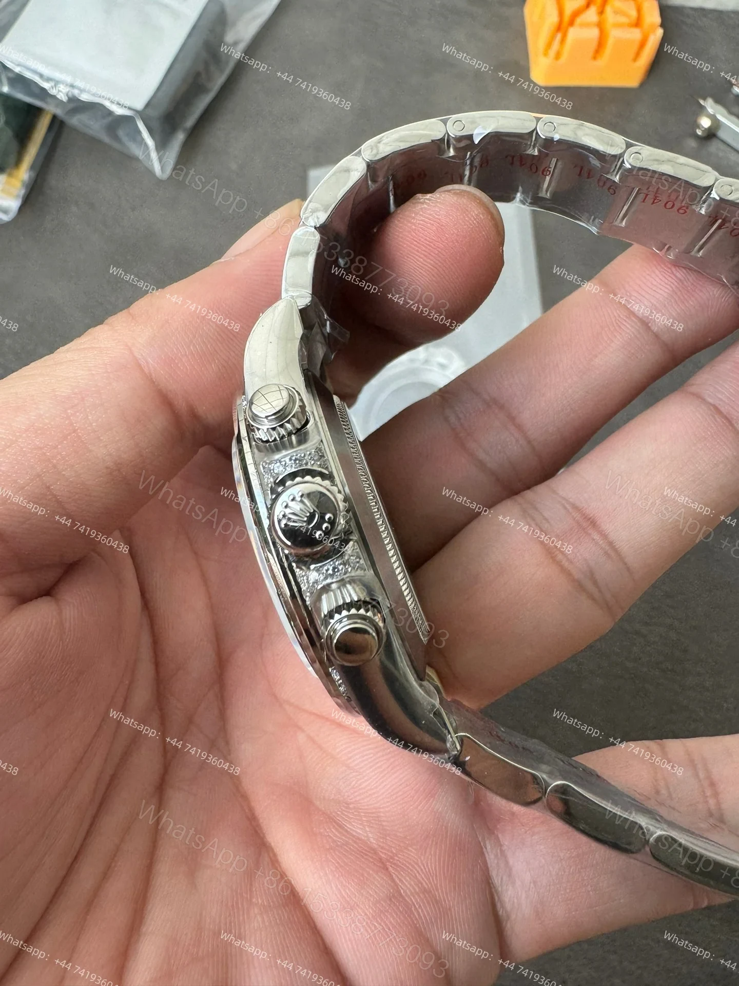 View 9 of Rolex Daytona 116599RBOW Rainbow Bezel 1:1 Replica – Black Diamond Dial Super Clone 4130