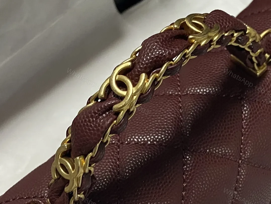 View 2 of Burgundy Quilted Mini Bag with Gold Chain - Chic & Compact