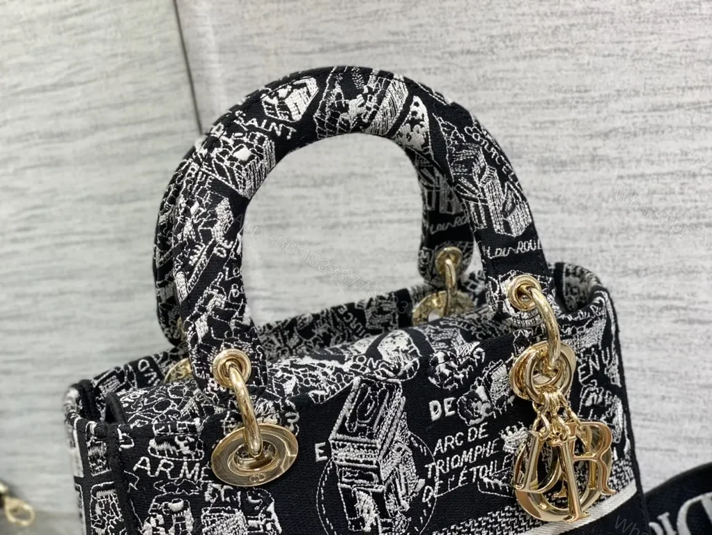 View 8 of Monochrome Jacquard Tote: Dior-Inspired Luxury Carryall