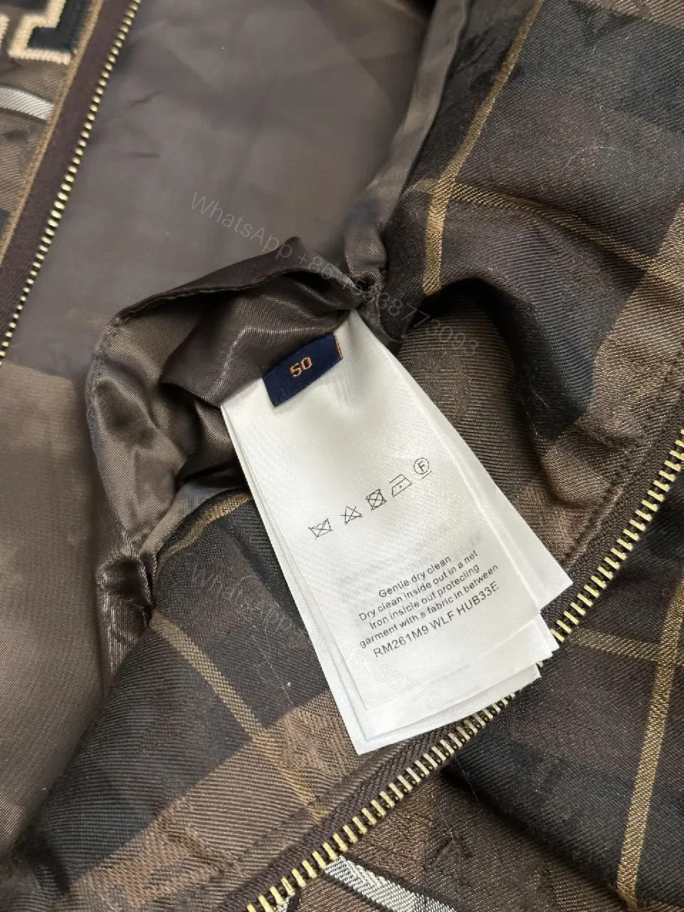 View 2 of Bold Checkered Hoodie Jacket – Luxe Logo Streetwear Comfort