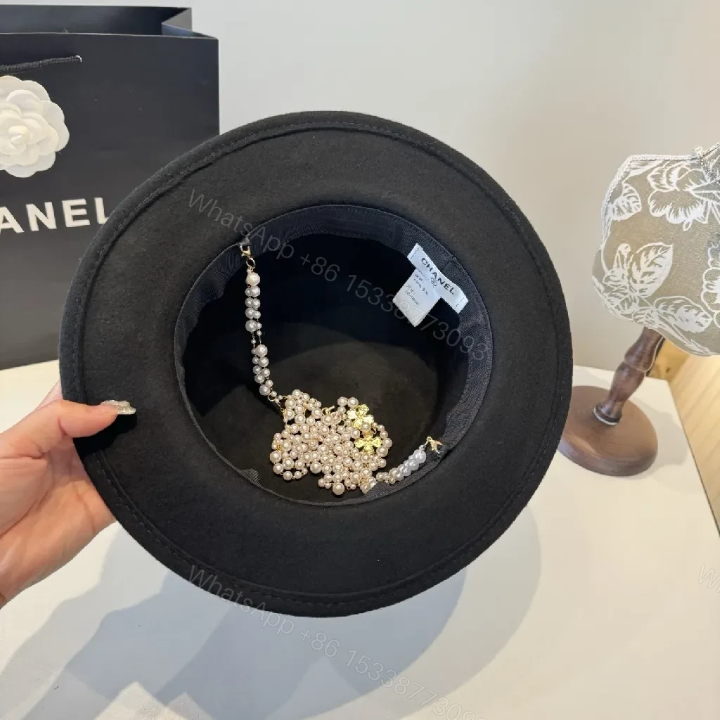 View 3 of Black Fedora + Crystal Necklace Set: Satin Band, Luxe Sparkle
