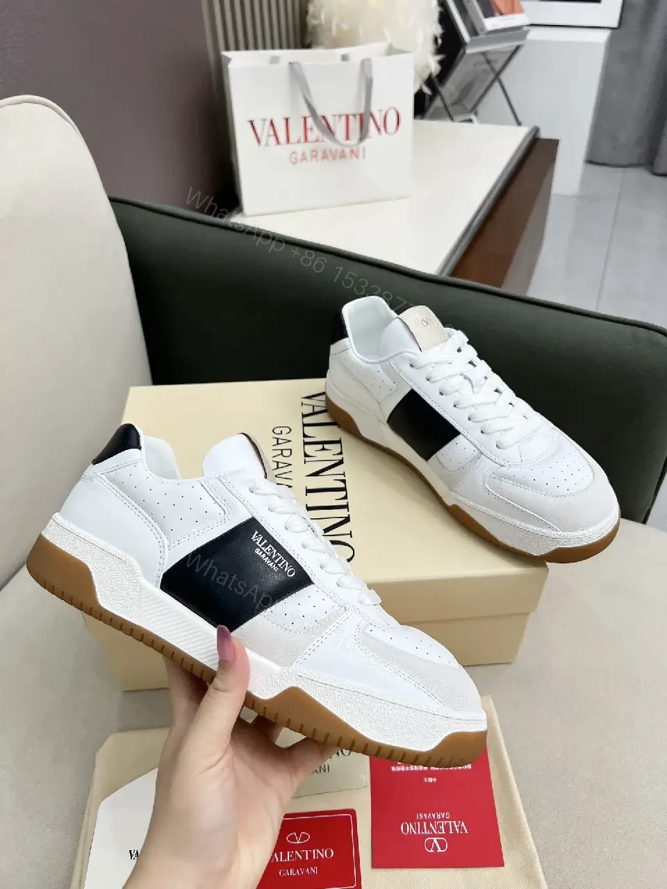 View 2 of White & Black Leather Sneaker: Modern Luxe Comfort All-Day