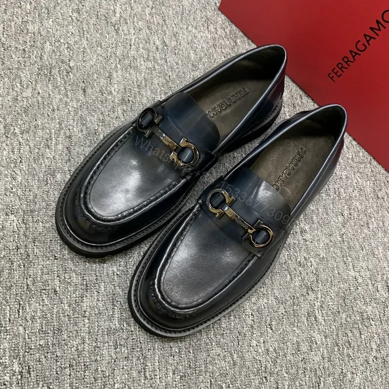 View 3 of Polished Black Leather Loafers - Horsebit Luxury Footwear