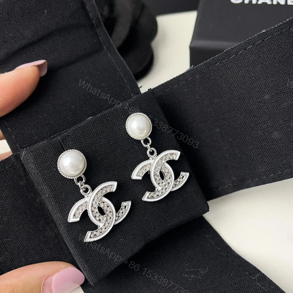 View 3 of CHANEL DOUBLE C PEARL EARRINGS SILVER WHITE