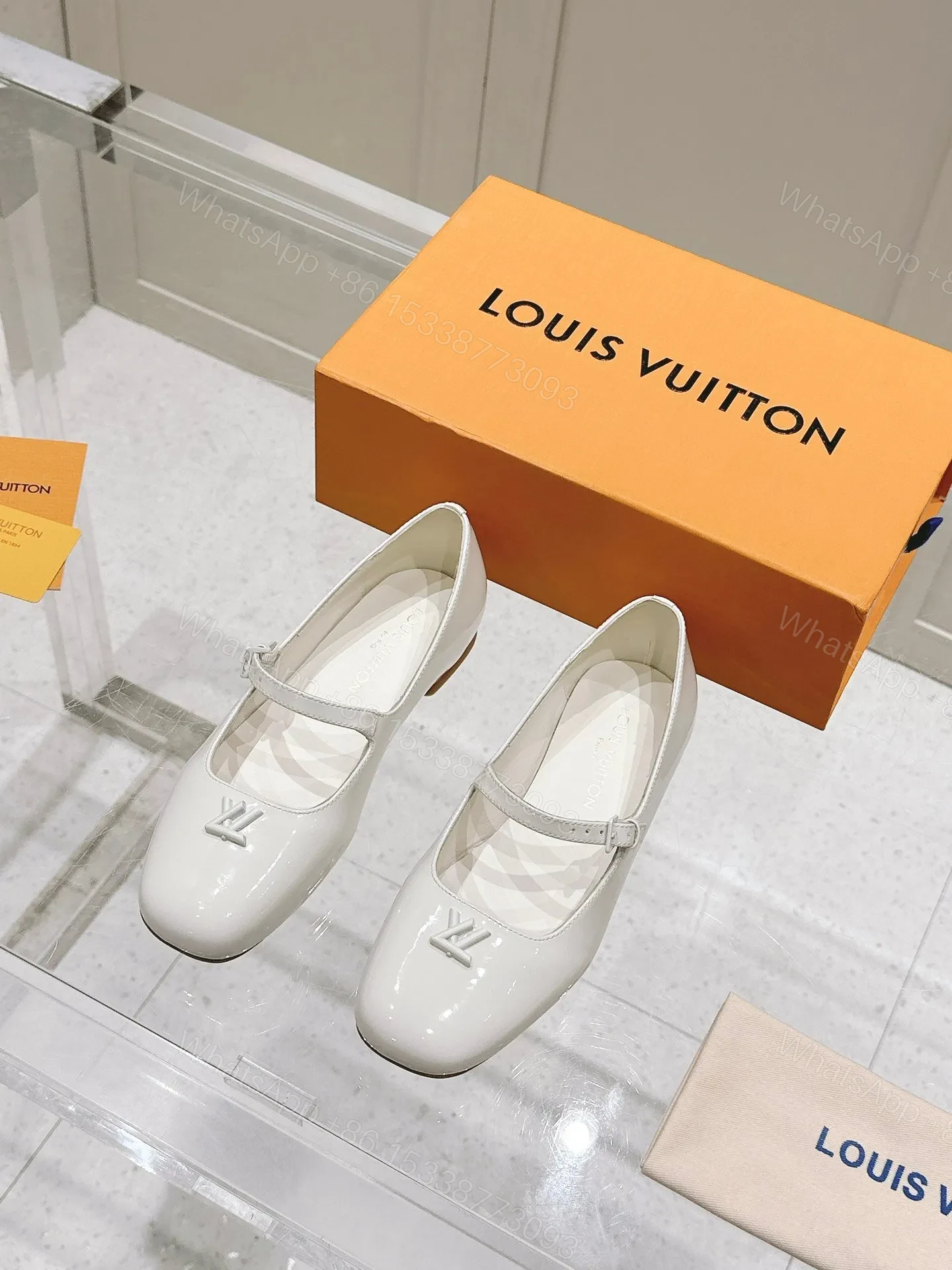 LV Women White Patent Leather Mary Jane Heels — view 1