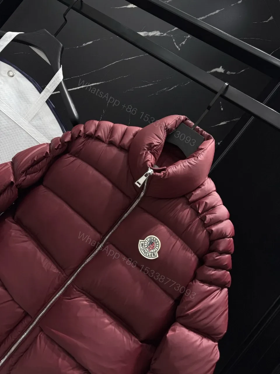 View 4 of Burgundy Quilted Puffer Jacket: Rich Texture, Warmth