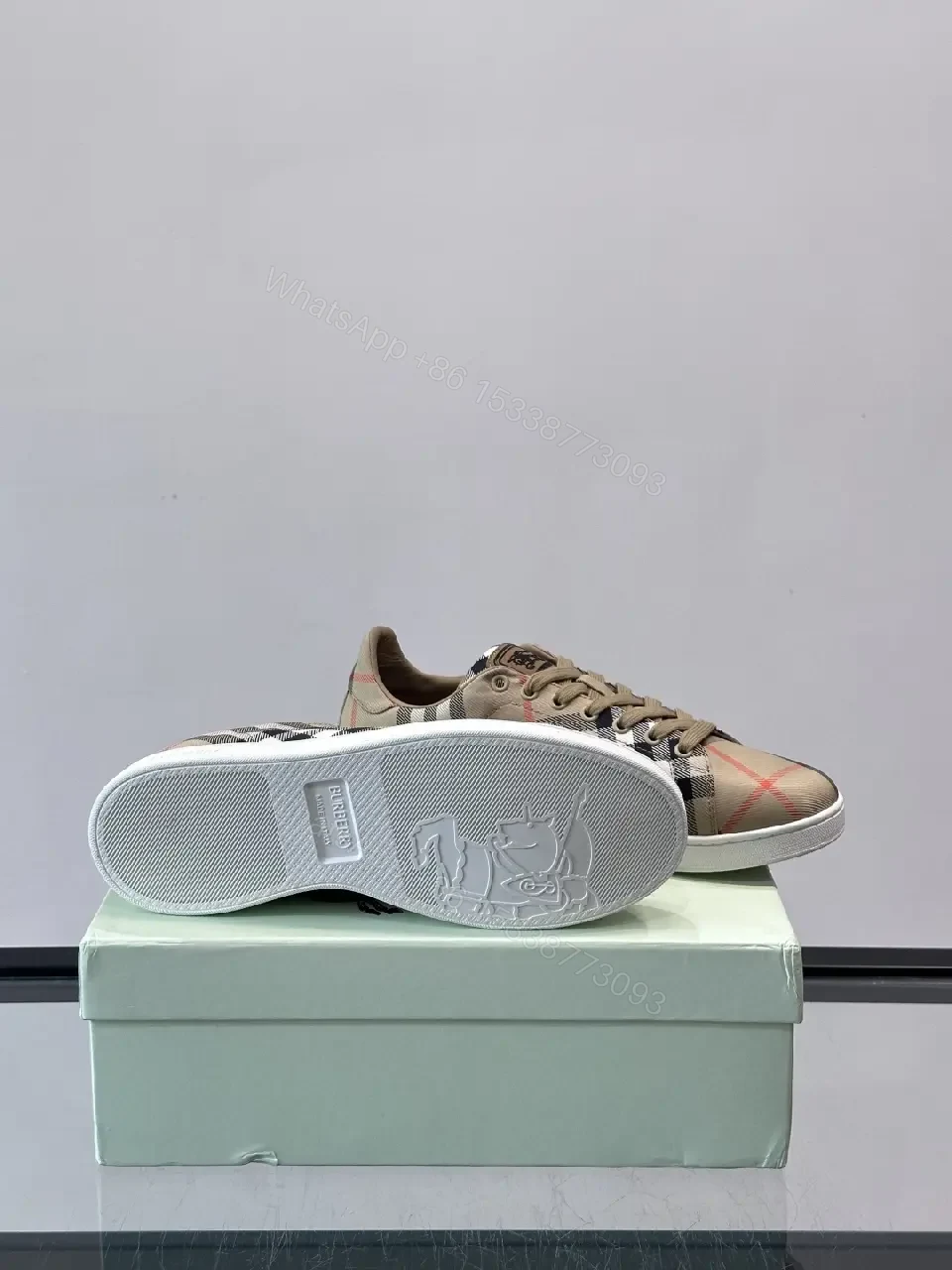 View 9 of Plaid Plush Comfort Low-Top Sneakers with Signature Check