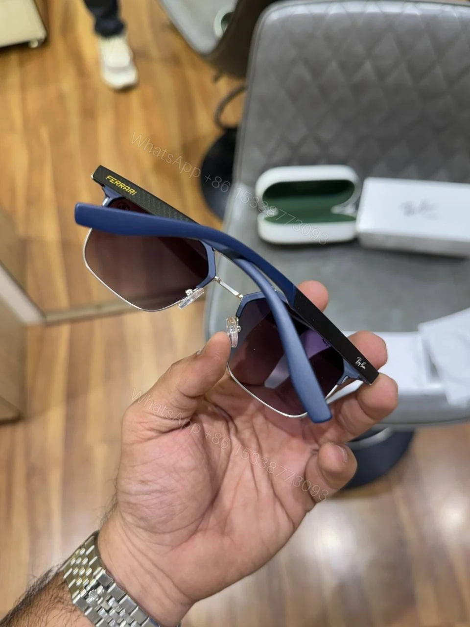 View 4 of First Copy Rayban 04 Ferrari Silver Blue Stylish UV Protected Sunglasses