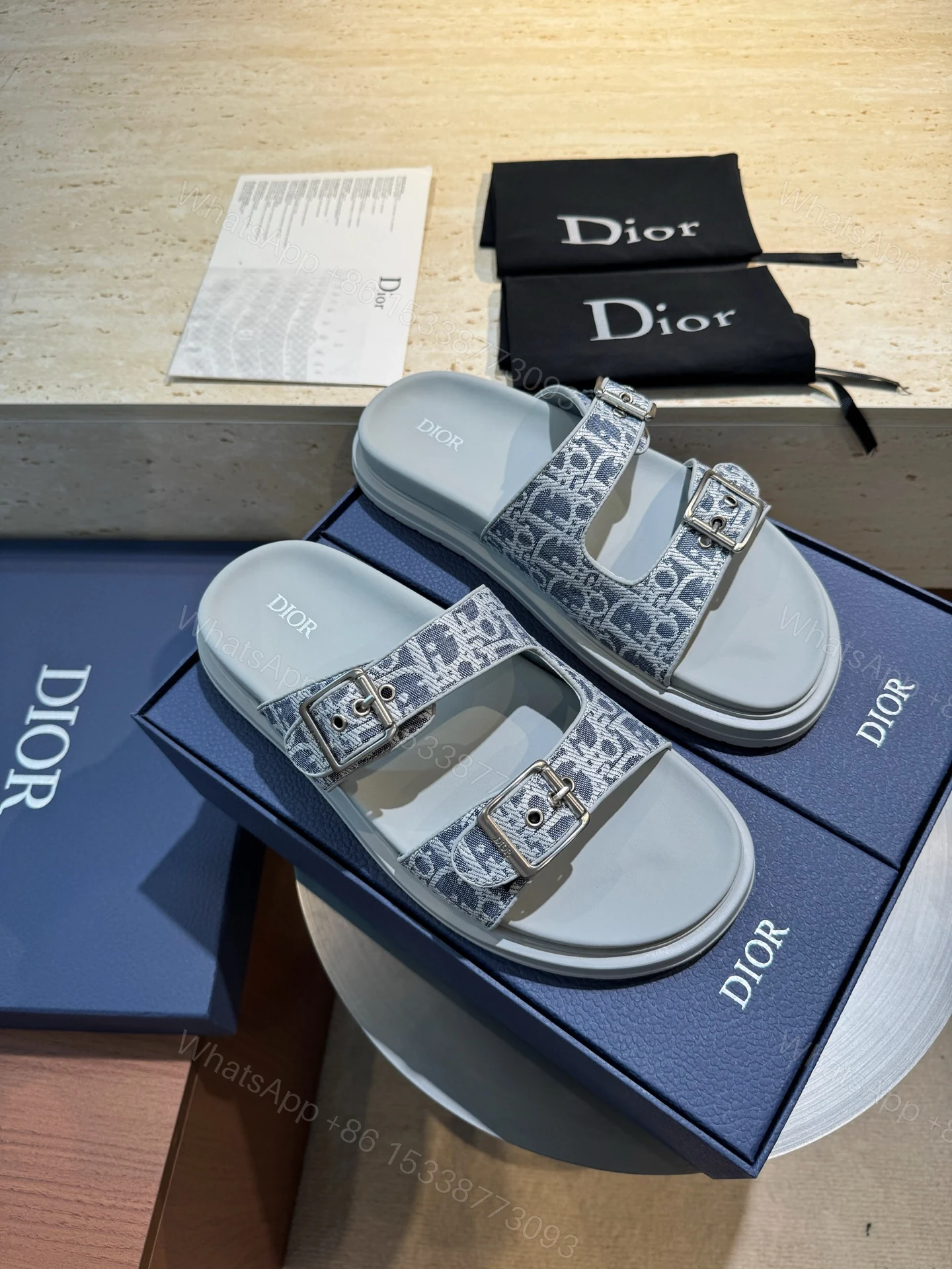 Dior 高仿 男款雙扣拖鞋 Oblique緹花休閒拖鞋 百搭潮流款 — view 1