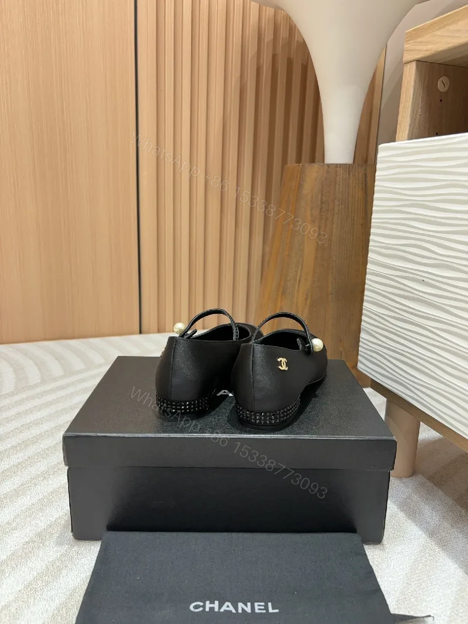 View 7 of Black Satin Flats with Pearl Accent – Refined Everyday Luxury
