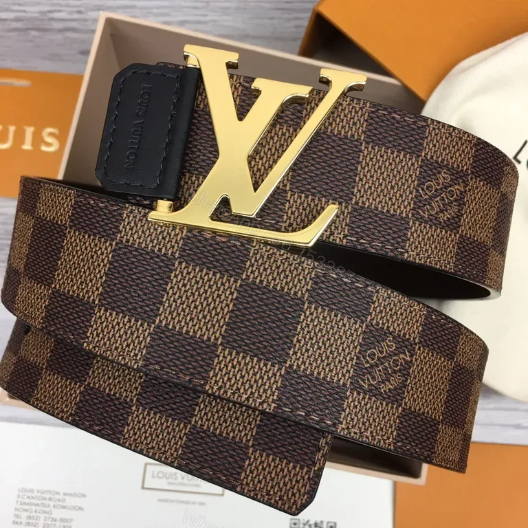 View 4 of Louis Vuitton Damier Canvas Belt with Signature Buckle