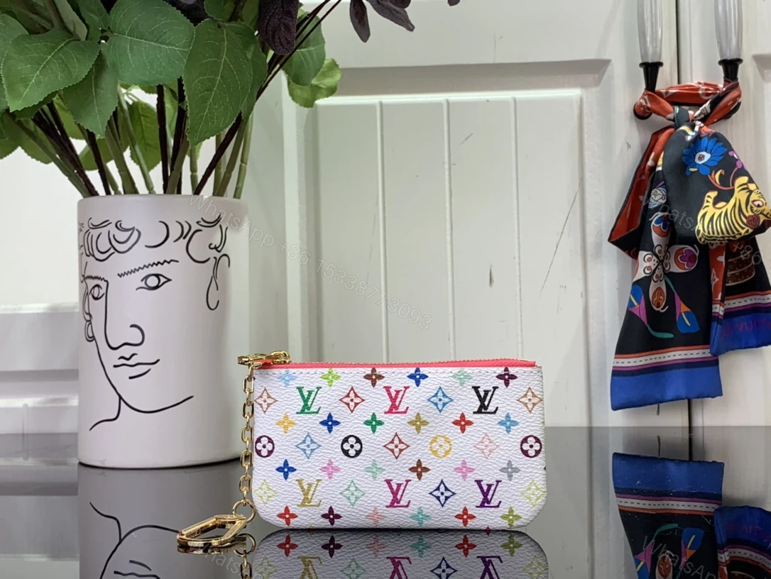 LV A貨鑰匙包白色多彩Monogram拉鍊零錢包 — view 1