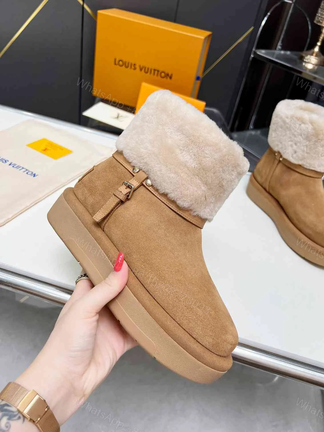 View 7 of LOUIS VUITTON ASPEN PLATFORM ANKLE BOOT BEIGE 1AC79I