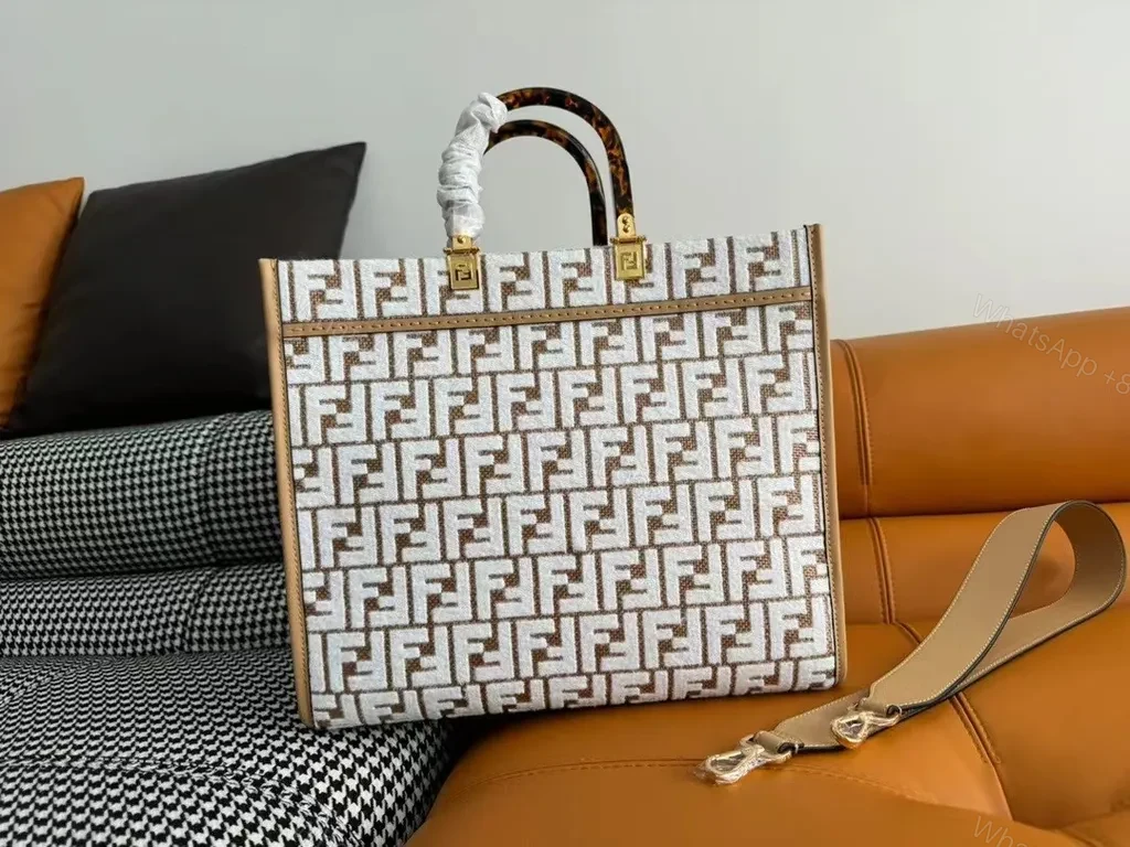 View 8 of Iconic Beige Monogram Tote - Designer-Inspired Everyday Luxury Bag