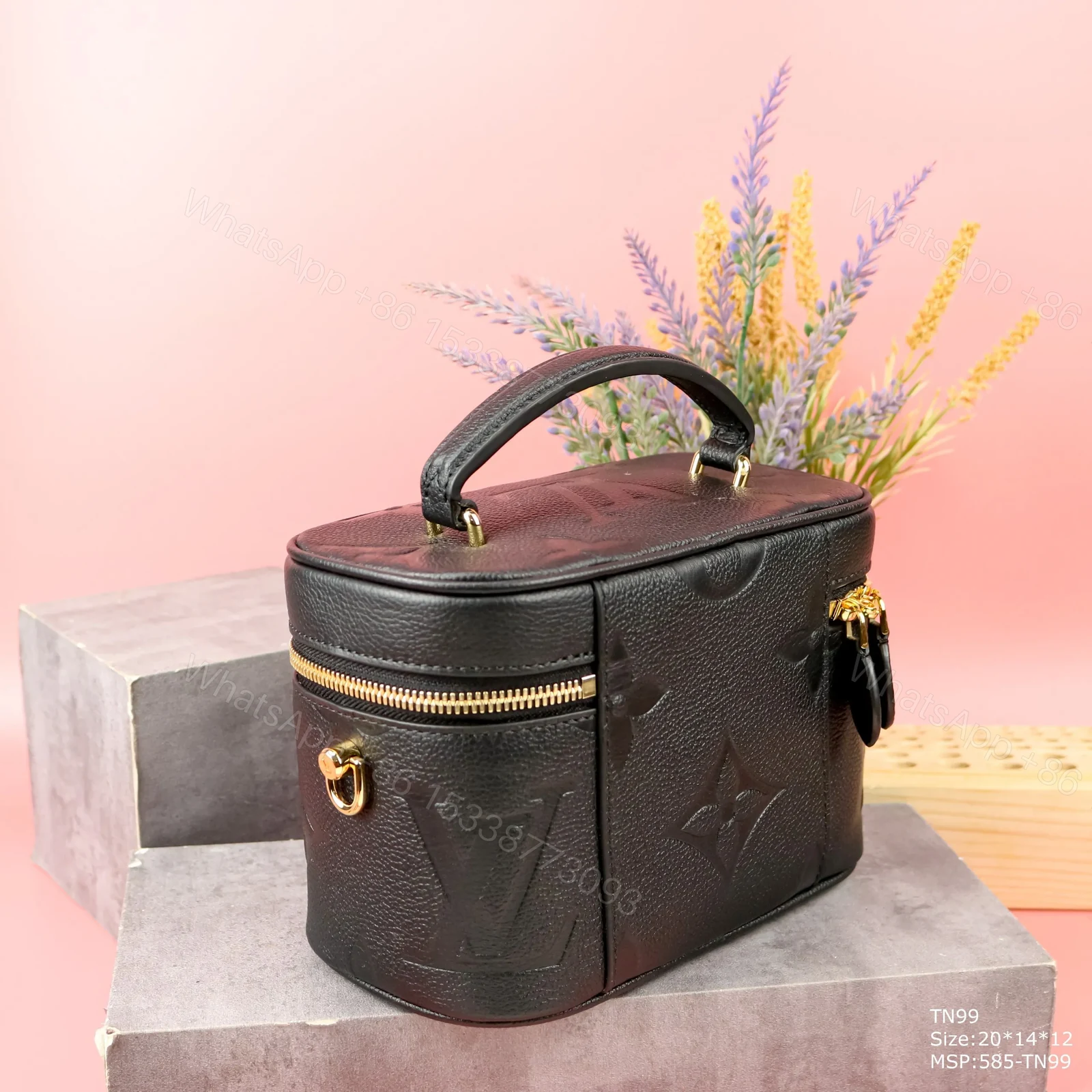 View 5 of Louis Vuitton LV Clutch Black Box Handbag Replica 11 19x13x10cm