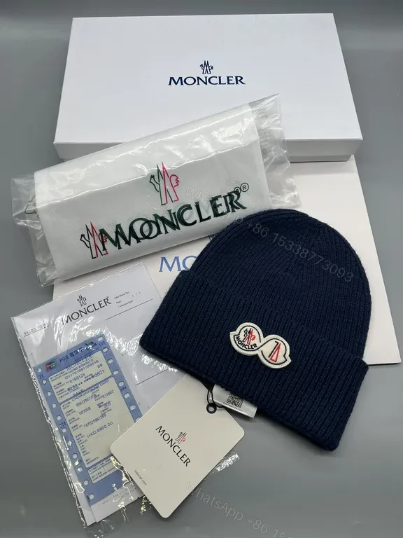 View 4 of Bold Red Moncler Beanie â€” Lux Wool-Blend Warmth, Logo Patch
