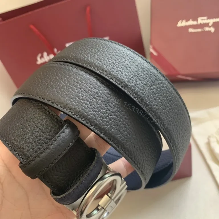 View 6 of Gancini Belt in Black Leather â€“ Luxury Designer Belt