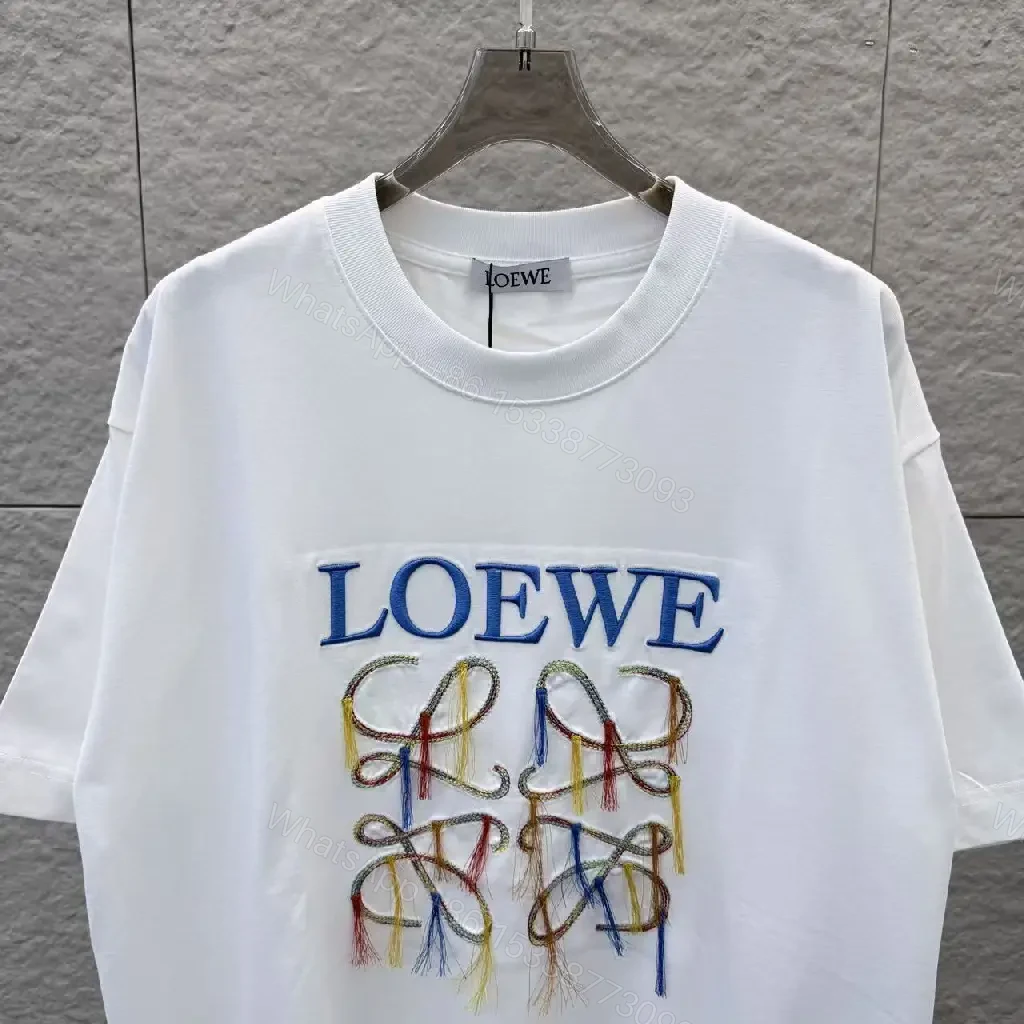 View 4 of Graphic Cotton Tee with Multicolor Embroidery Details