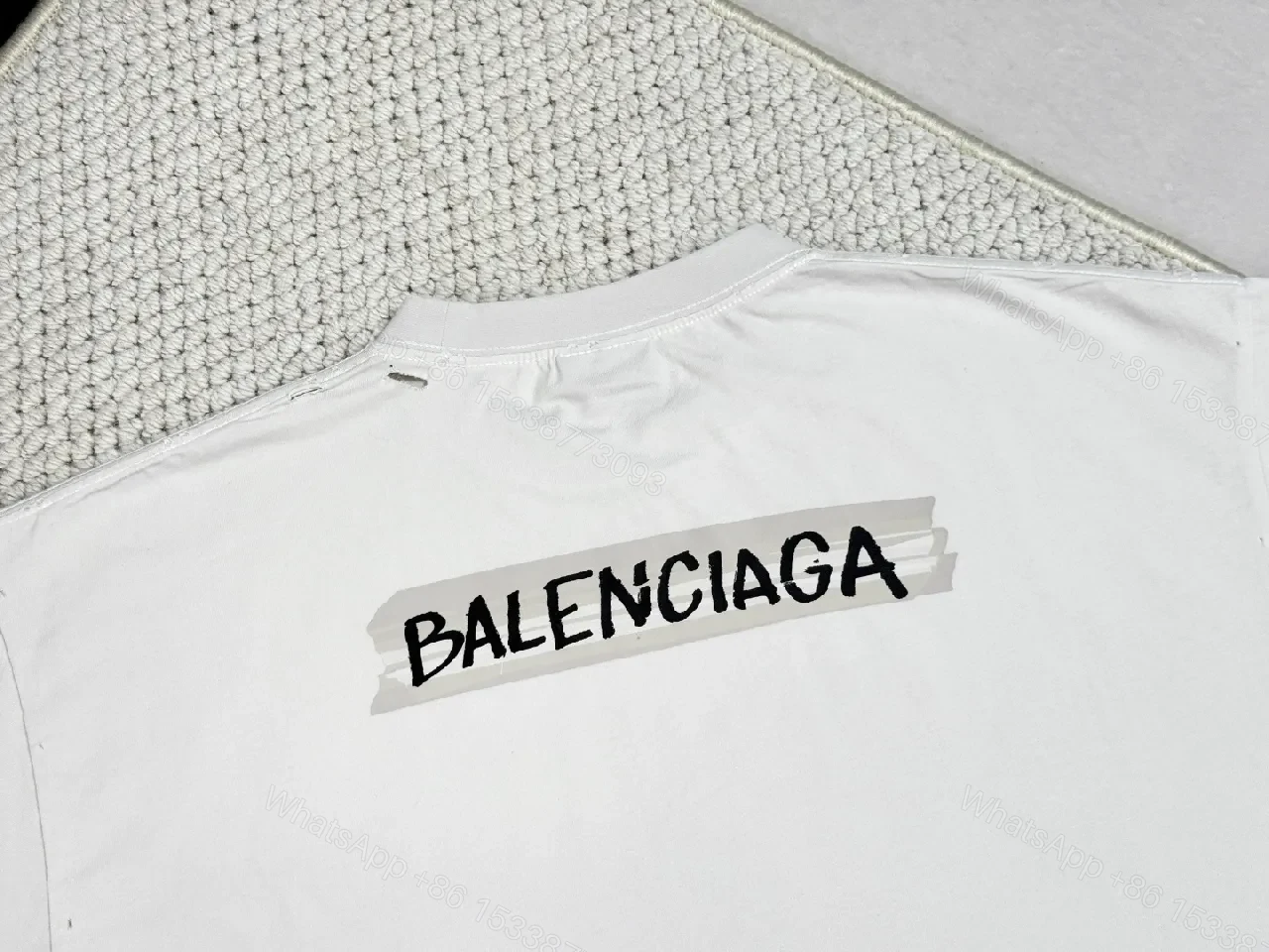 View 9 of White Cotton Tee with Minimalist Luxury Patch