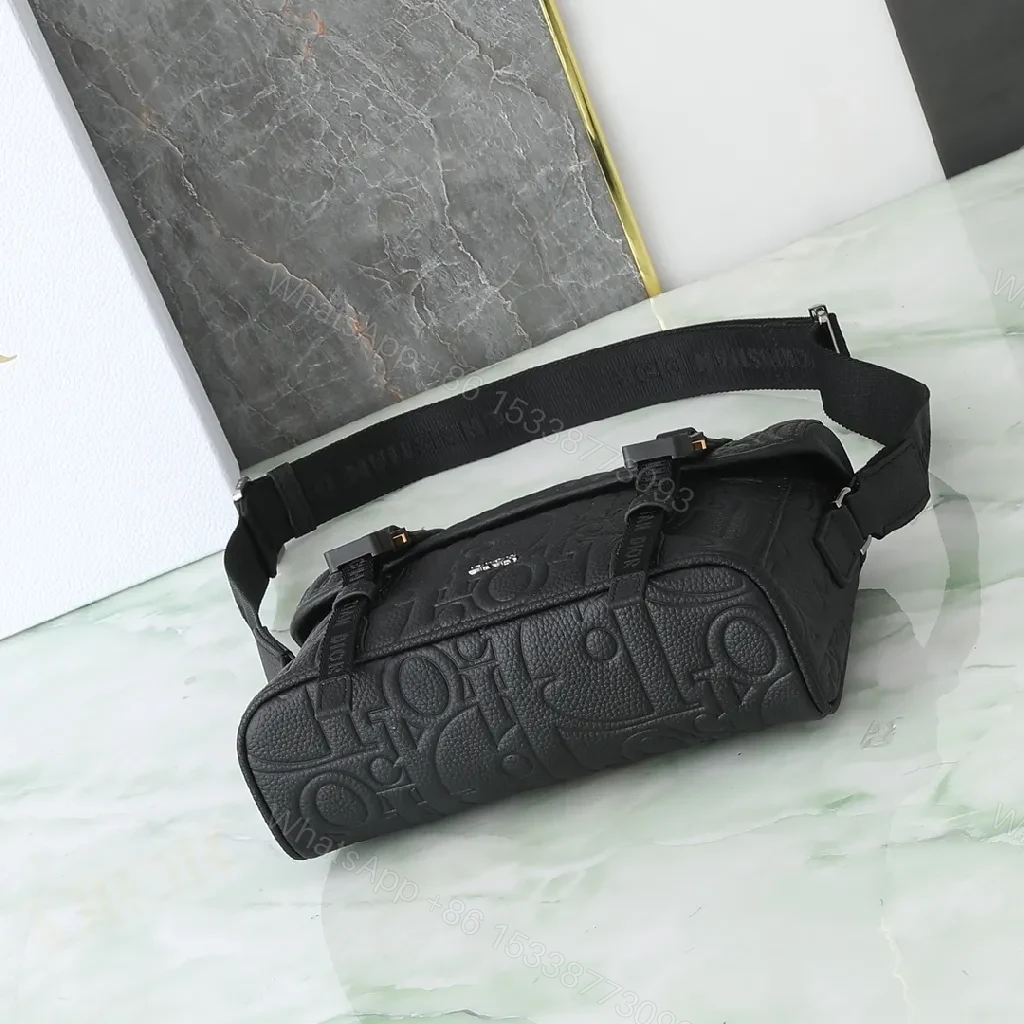 View 9 of Black Embossed Crossbody with Gunmetal Hardware Bag