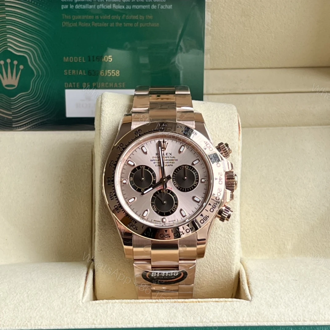 Rolex 高仿 男款 Daytona 白面玫瑰金計時腕錶 經典百搭款 — view 1
