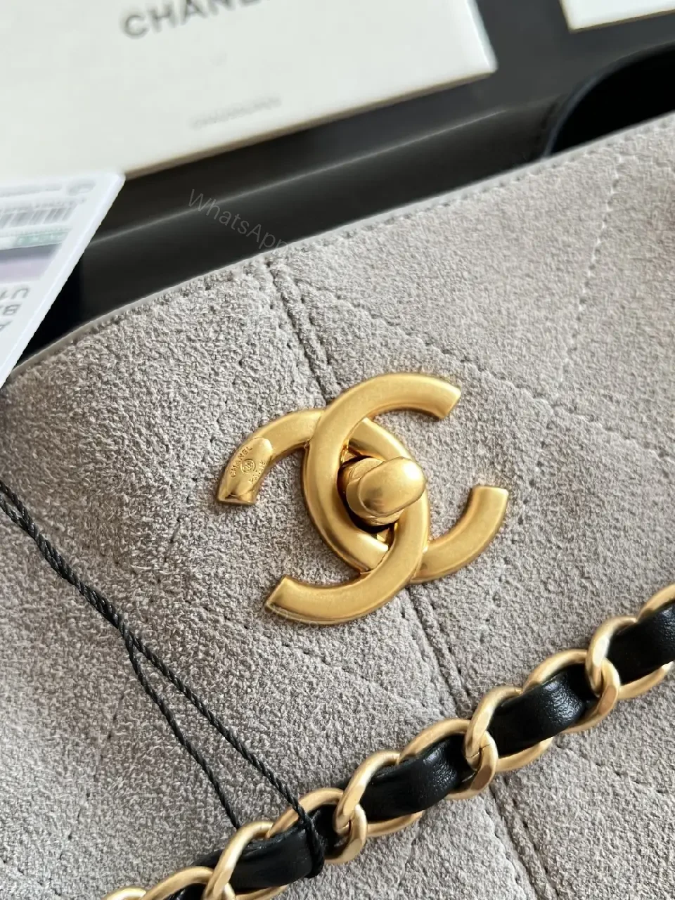 View 3 of Taupe & Black Quilted Tote: Luxury Two-Tone Everyday Bag