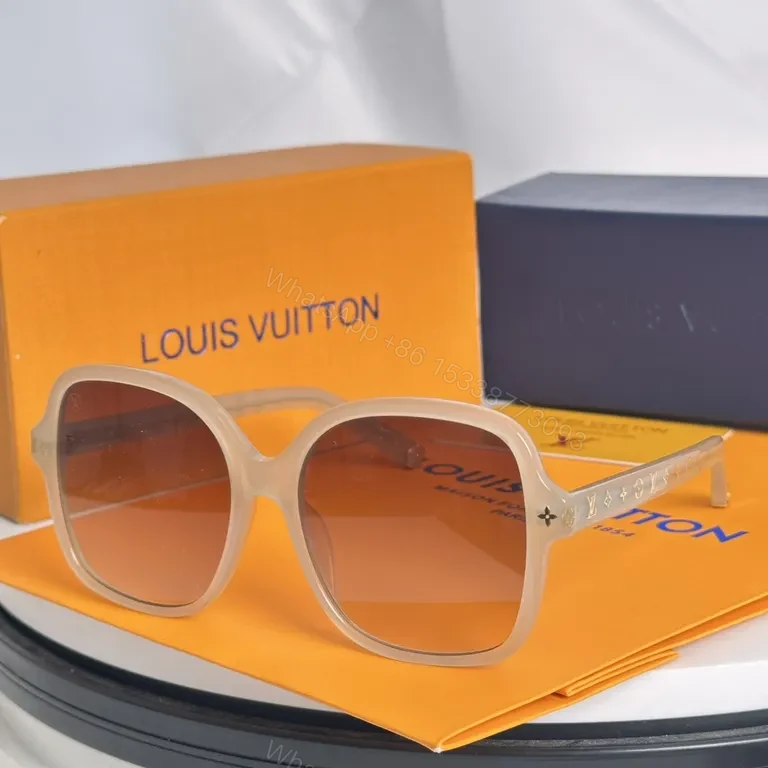 View 2 of Ivory-White Acetate Sunglasses: Luxe Oversized Glasses with LV Detail